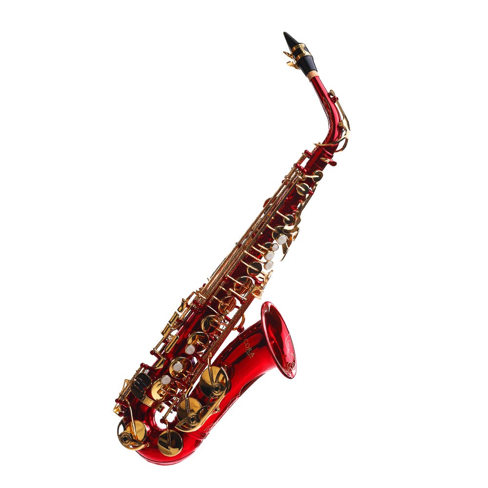 Saxofón Alto Rojo/Llaves Doradas