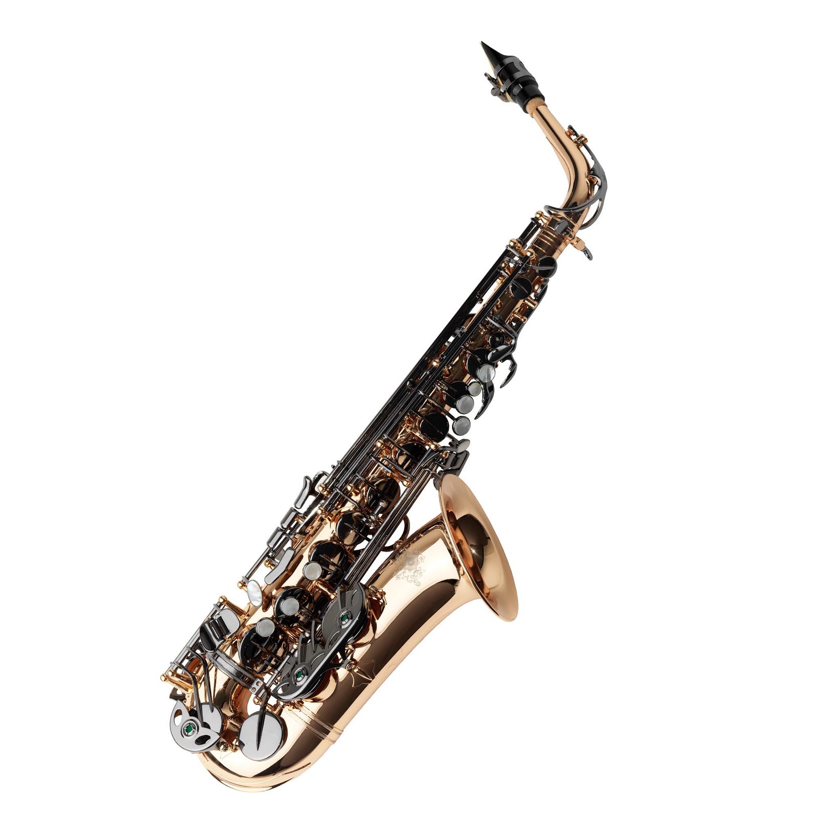 Pro Series Baño Oro Llaves Black-N Saxofón Alto/Big Bell